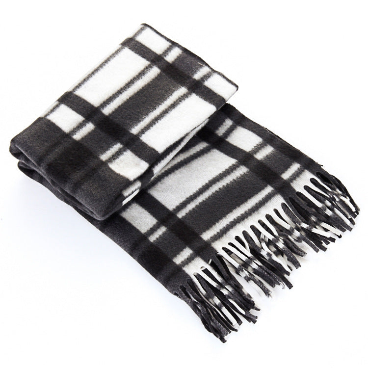Autumn And Winter Black And White Plaid Plus-sized Thickening Thermal Men&